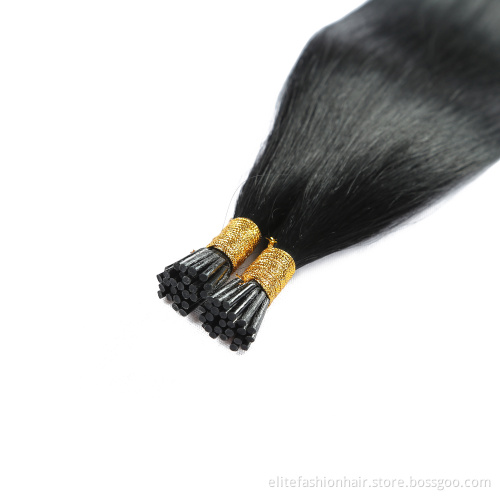 wholesale No any split ends sillky pre bonded human hair Stick I tip Hair Extension Straight Keratin I Tip Human Hair extensions
